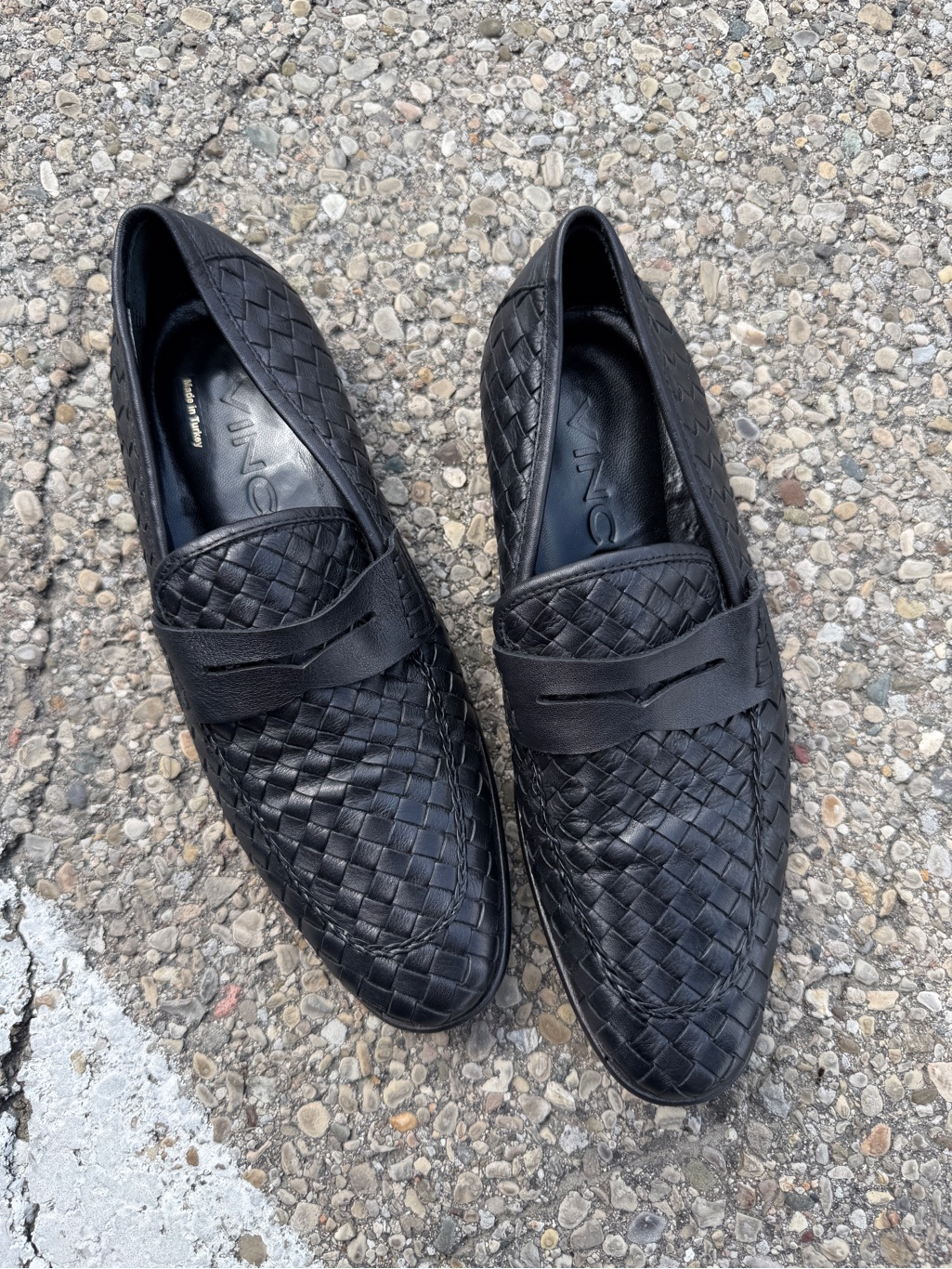 Vinci Men's Black Woven Leather Loafers Eu 40 Turkey